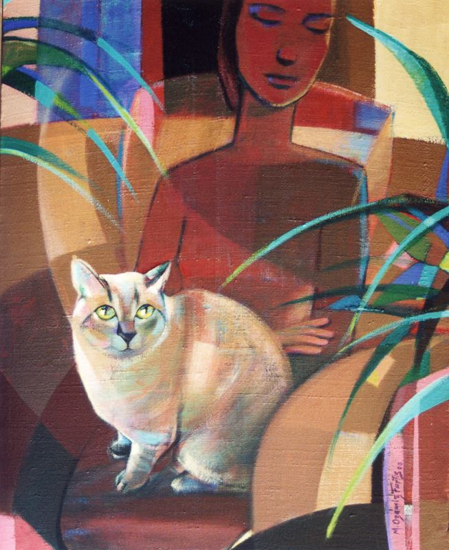 Monica Ozamiz Fortis. Girl with white cat