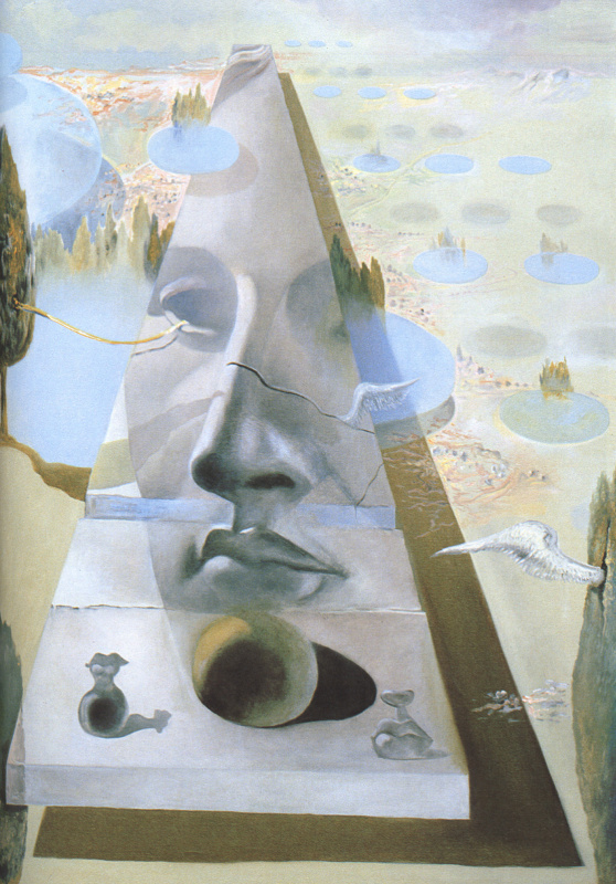 Salvador Dali. The phenomenon of the face of Aphrodite of Cnidus in a landscape