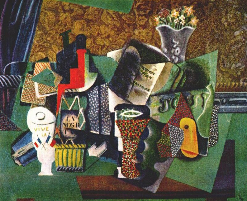 Pablo Picasso. Playing cards, glasses, bottle of rum (Vive La France)