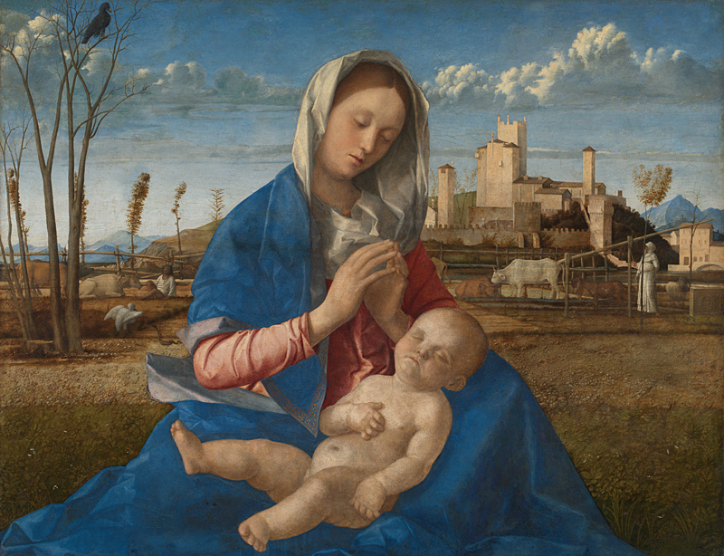 Madonna in the meadow. Fragment