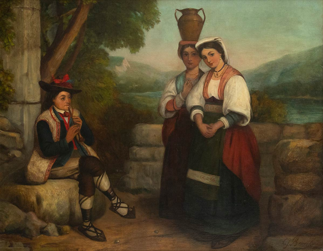 E. J. Baxter. Young musician with two countrywomen at the well