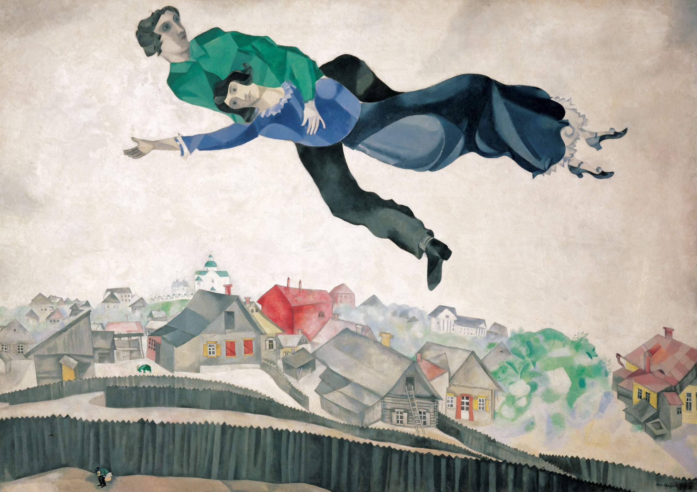 Marc Chagall 在城市上空 1918 197 141 厘米 作品描述 Arthive