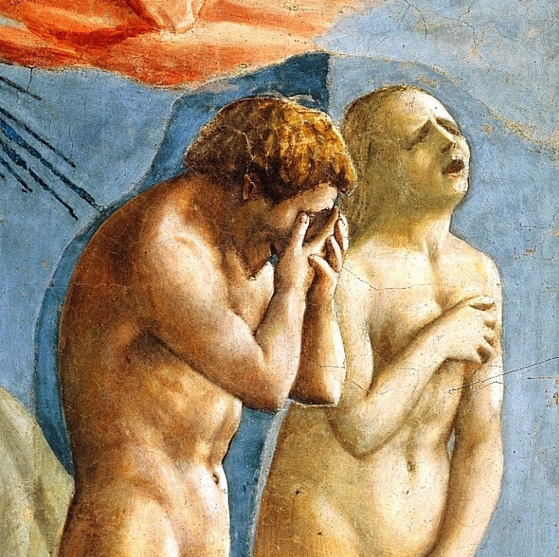 Tommaso Masaccio. Brancacci Chapel. The expulsion of Adam and Eve from the Garden of Eden. Fragment