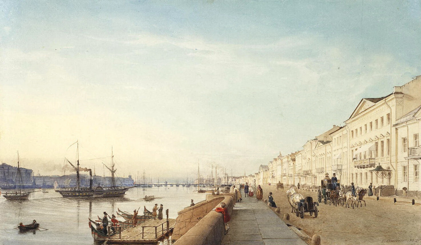 Английская набережная Невы Санкт Петербург 19 век