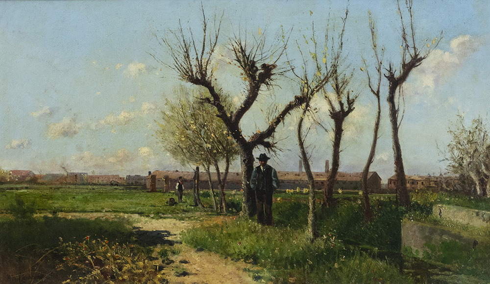 Michele Pietro Cammarano. Country landscape with peasants