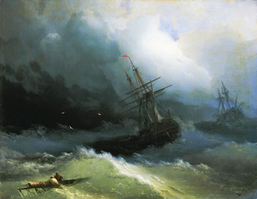 Ivan Aivazovsky. Ships on a stormy sea