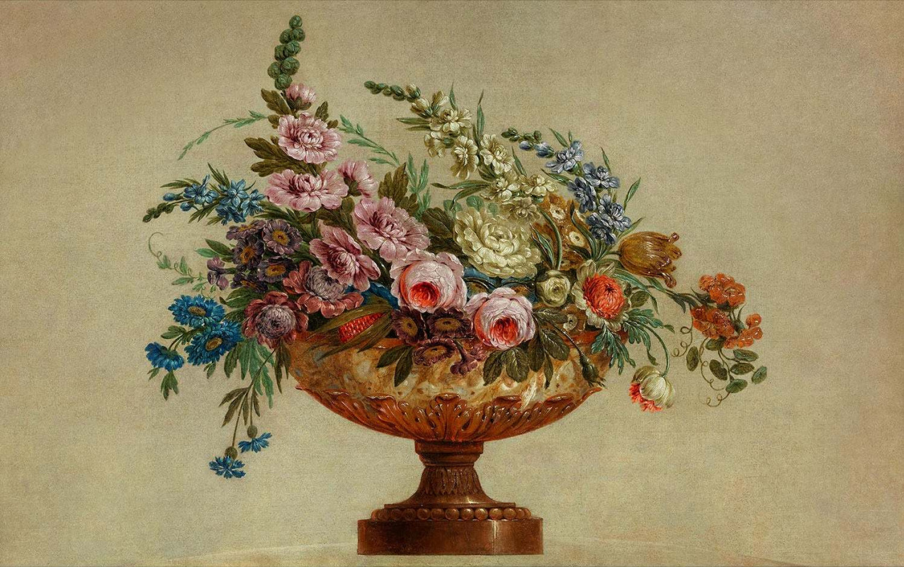 Luis Paret y Alcázar. Bouquet of flowers in a golden vase