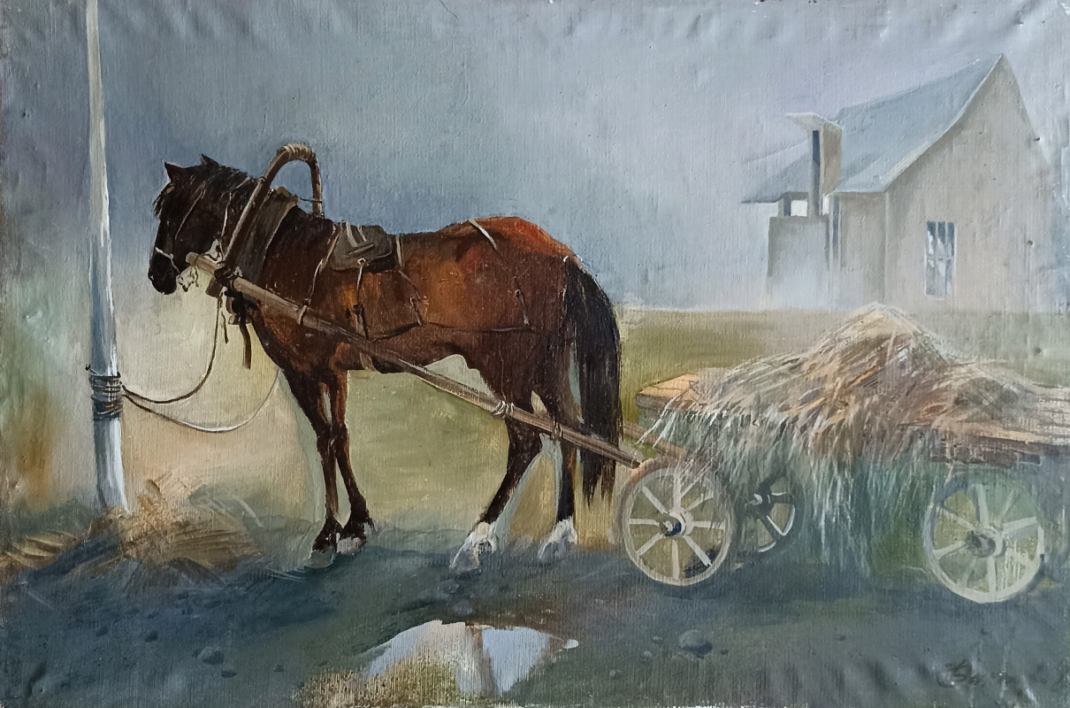 Saniya Miftyakhovna Bakhtiyarova. A study with a horse