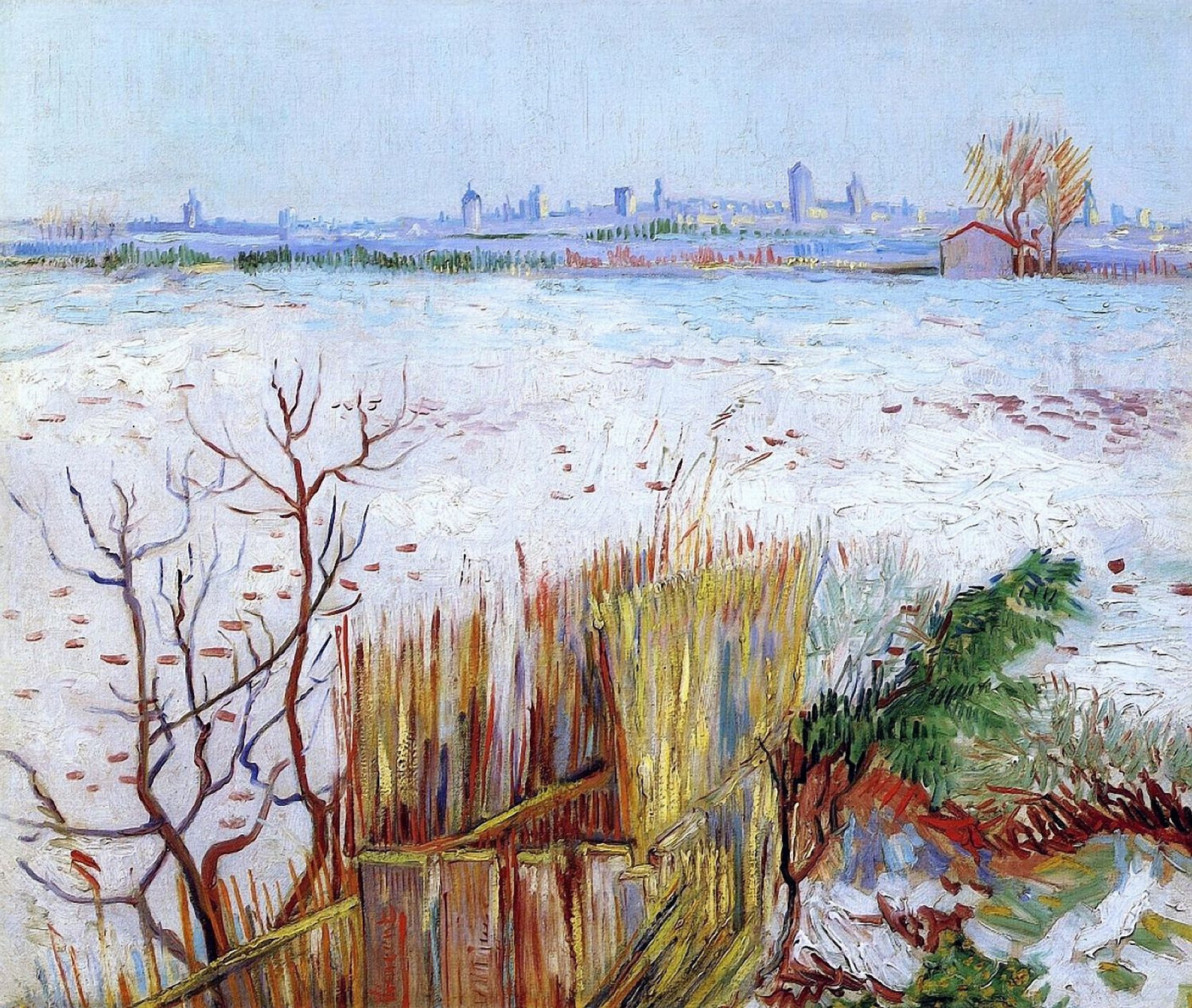 Винсент Ван Гог. Снежный пейзаж с видом на Арль