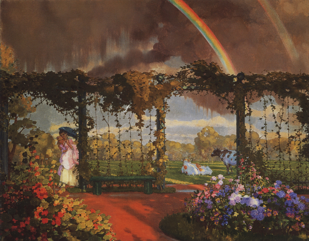 Konstantin Somov. Landscape with a rainbow