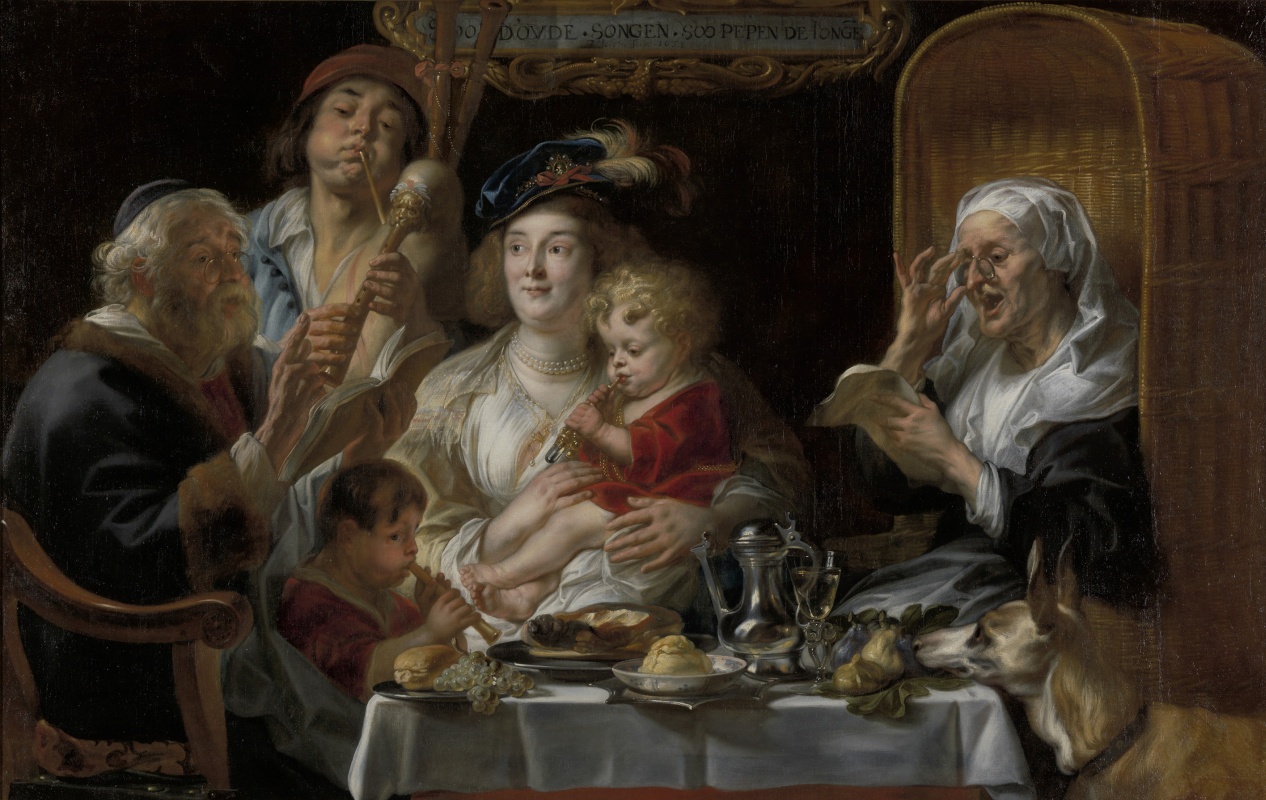 Jacob Jordaens. "The old men sing, the young play"