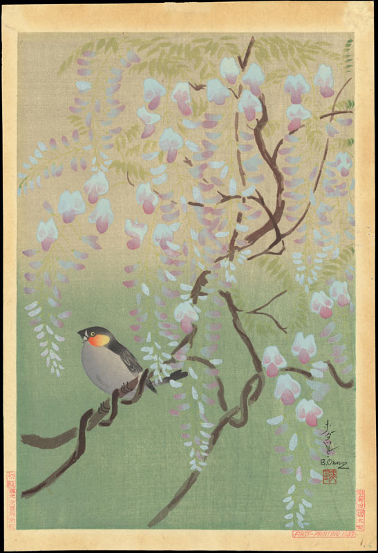 Baku Ono. Finch and Wisteria