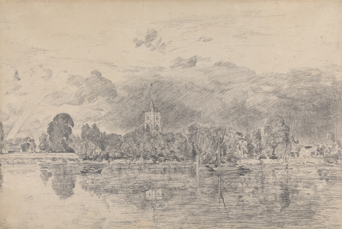 John Constable. Church Fulham, surrounded by the river