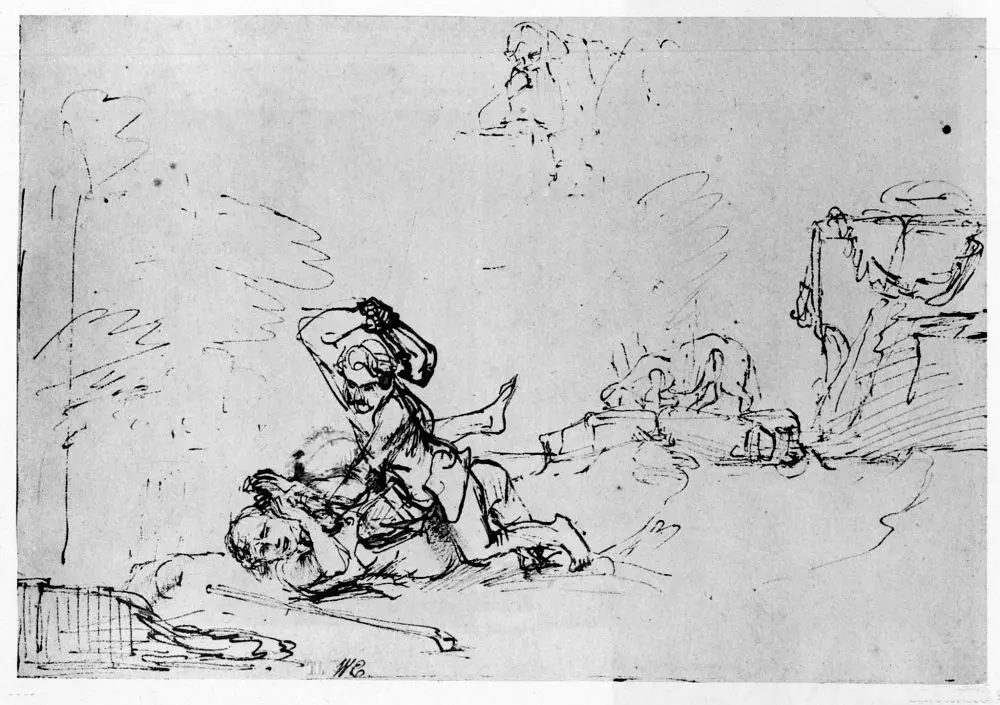 Rembrandt Harmenszoon van Rijn. Cain kills Abel