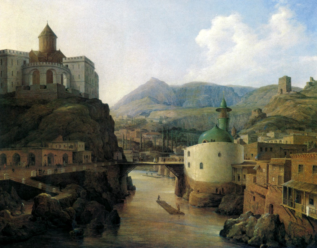 Nikanor Grigorievich Chernetsov. Metekhi castle and Tatar mosque in Tiflis. 1831