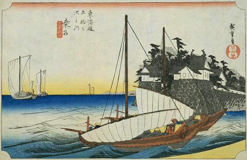 Utagawa Hiroshige. The series "53 stations of the Tokaido". Station 42 - Kuwana