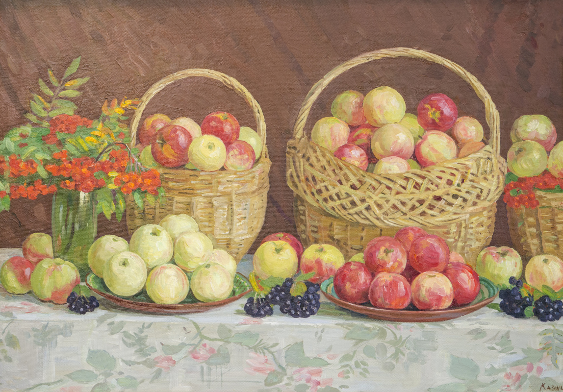 Eugene Alexandrovich Kazantsev. Still Life Apples, Rowan.