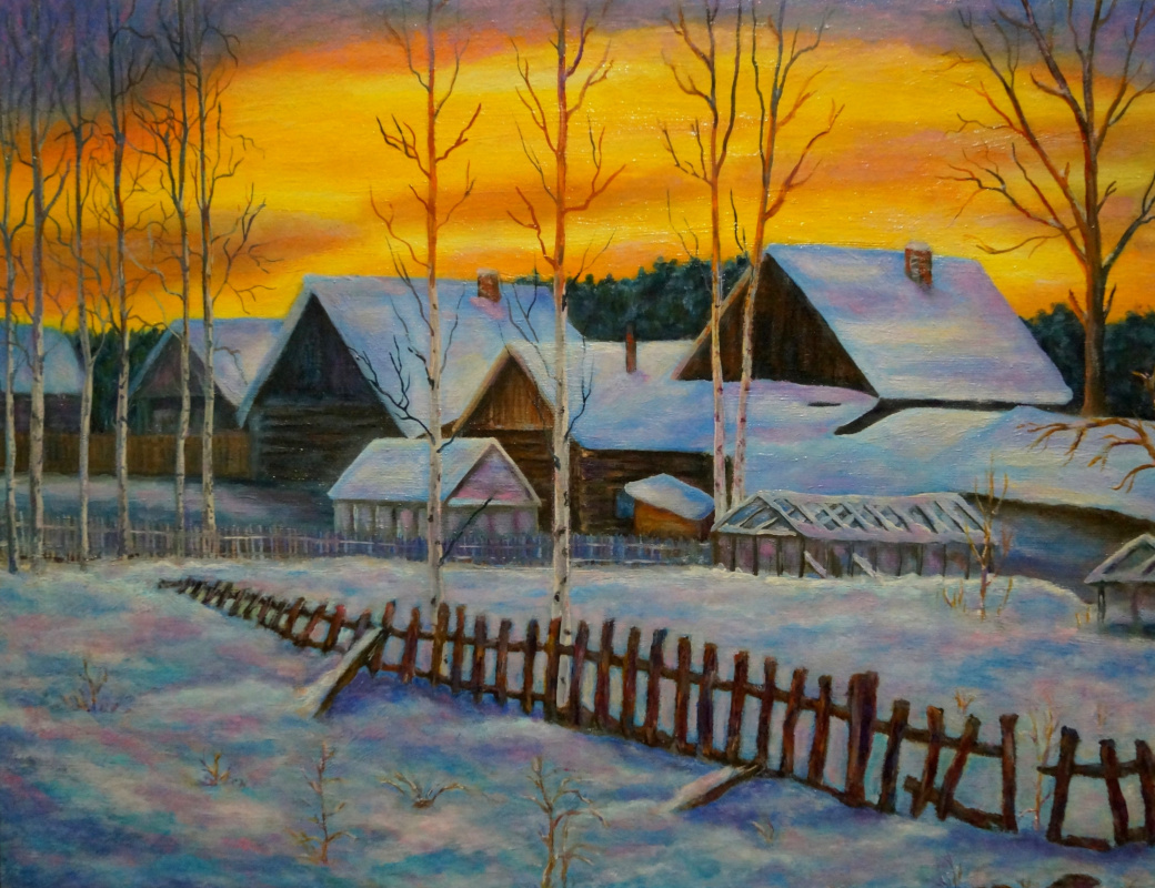 Konstantin Nikolaevich Shebarshov. Sunset in the village