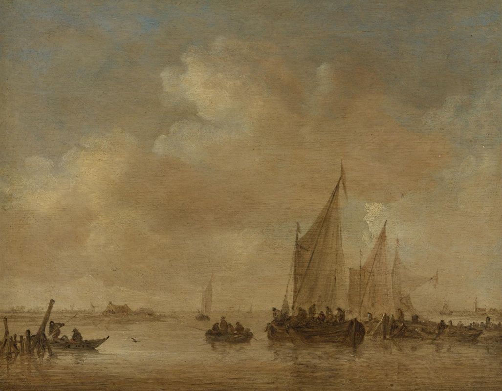 Jan van Goyen. Fishing boats at the mouth of the river