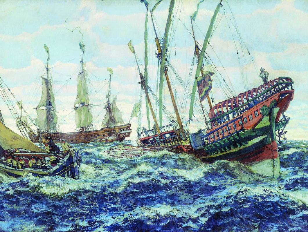 Evgene Lanceray. Ships of the time of Peter I