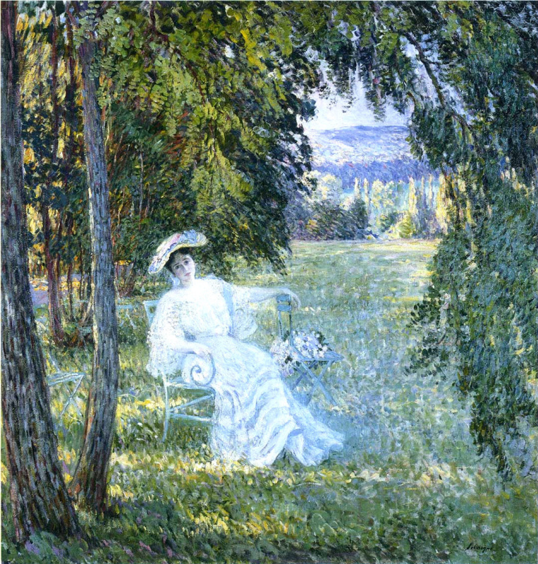Henri Lebasque. Madame vian seated in the Park