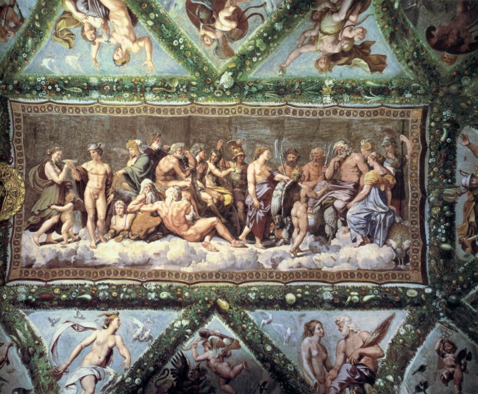 The Council of the gods, psyche meet on Olympus. Fresco the loggia of psyche, Villa Farnesina, Rome