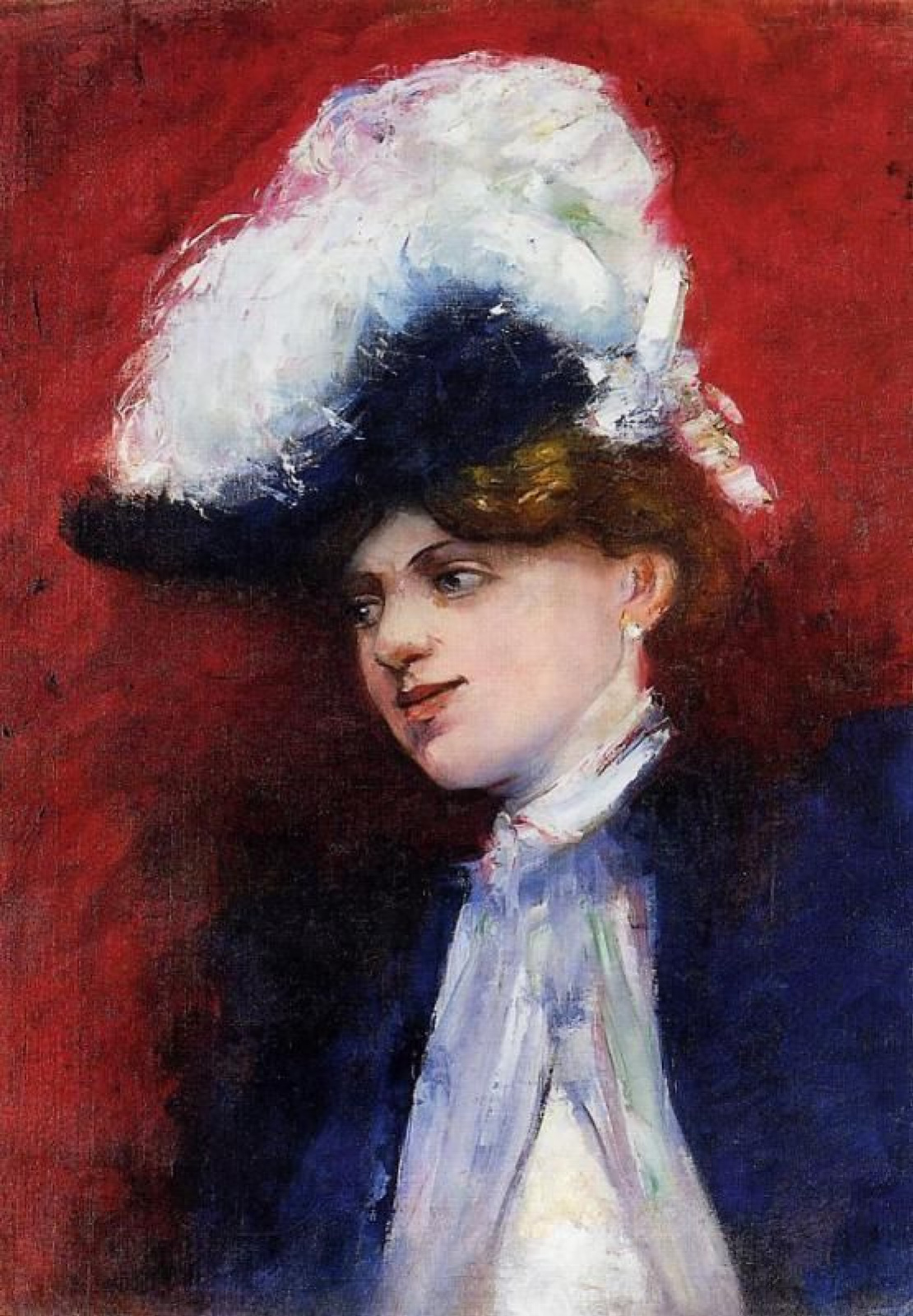 Лессер Ури - Красивая женщина в шляпе с перьями, 1905: Описание  произведения | Артхив