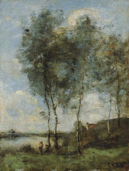 Camille Corot. Fisherman by the river