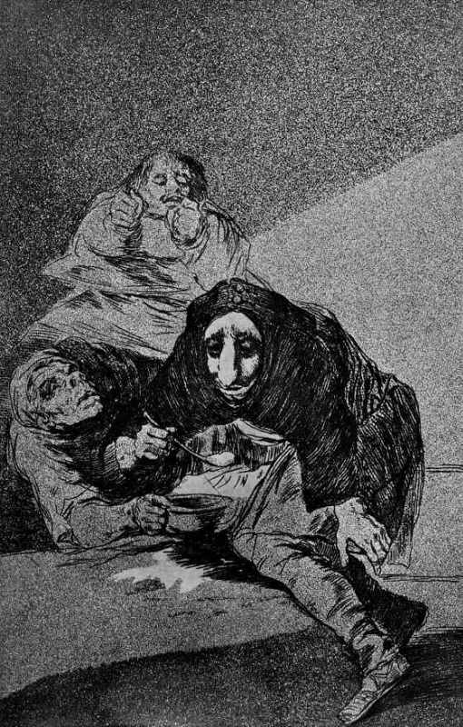 Francisco Goya. Series Los Caprichos, sheet 54: Bashful