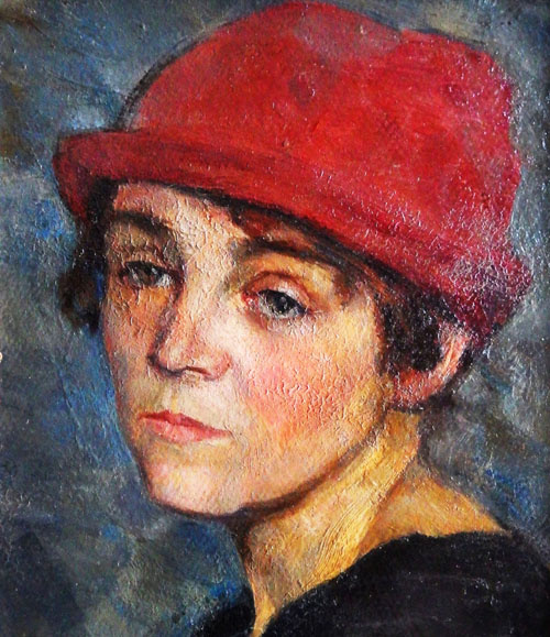 Vladimir Alexandrovich Gorb. Portrait of woman in red hat