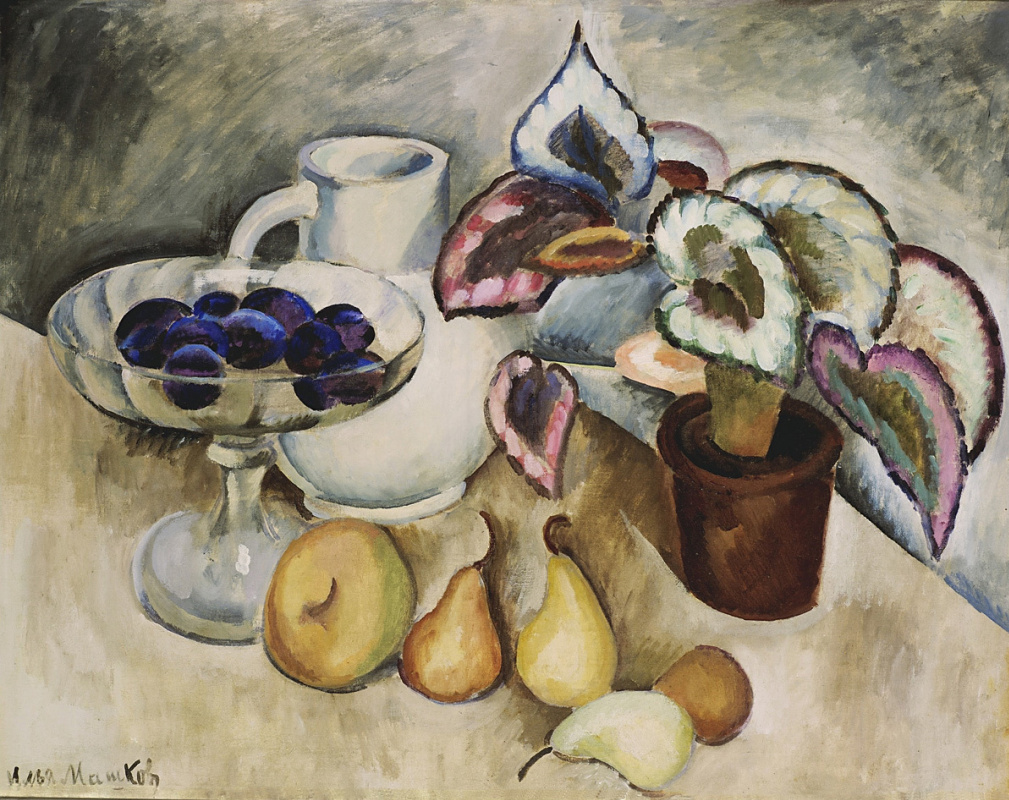 Ilya Mashkov. Still life with a white jug and fruit