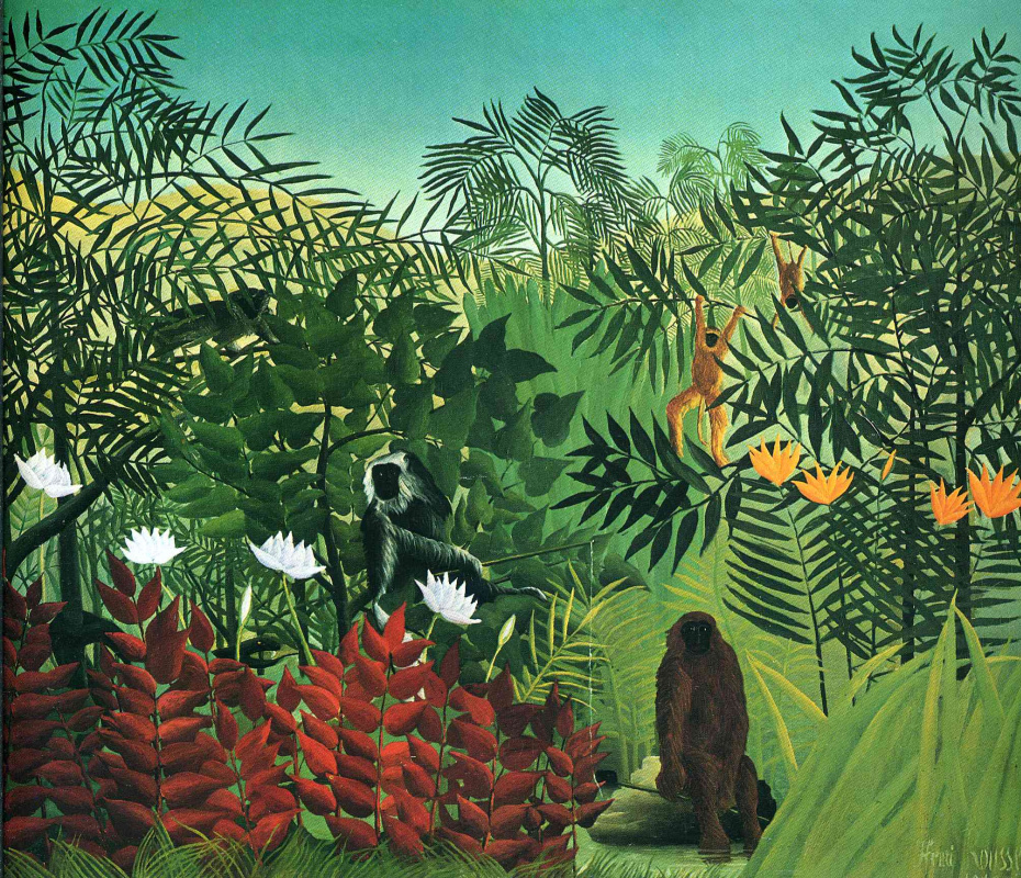 Henri Rousseau. Tropical forest with monkey and snake