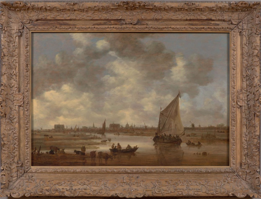 View of Leiden from the northeast, with a large sailing vessel