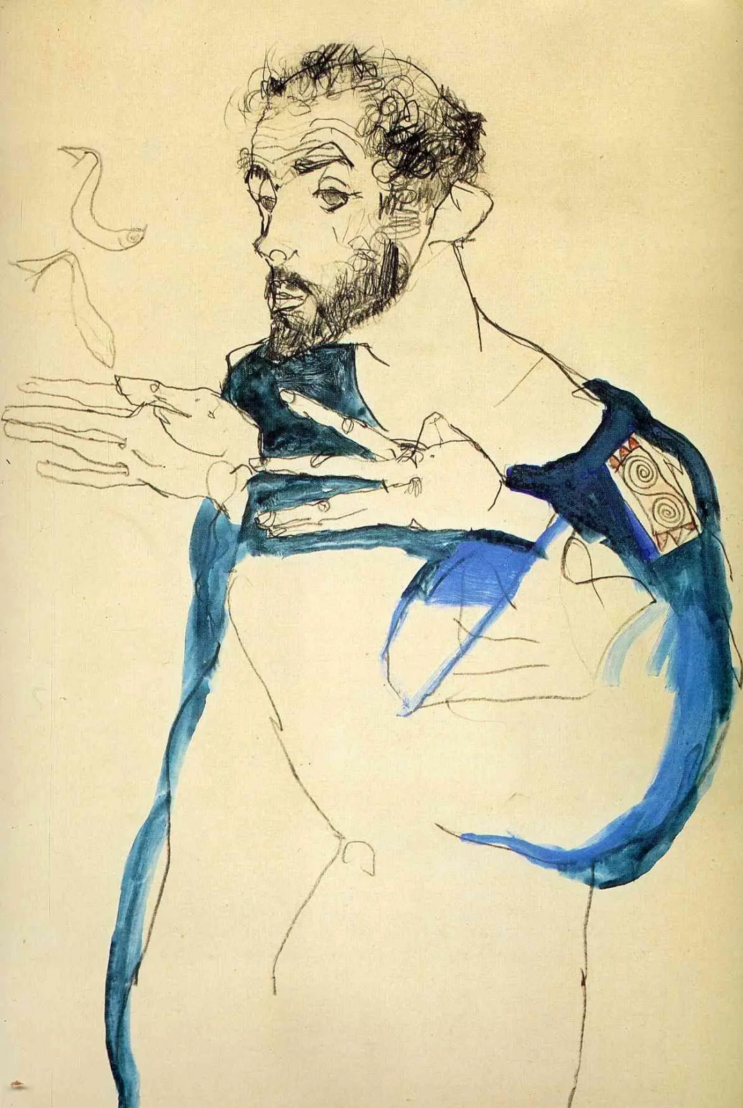 Эгон Шиле. Густав Климт в синем халате