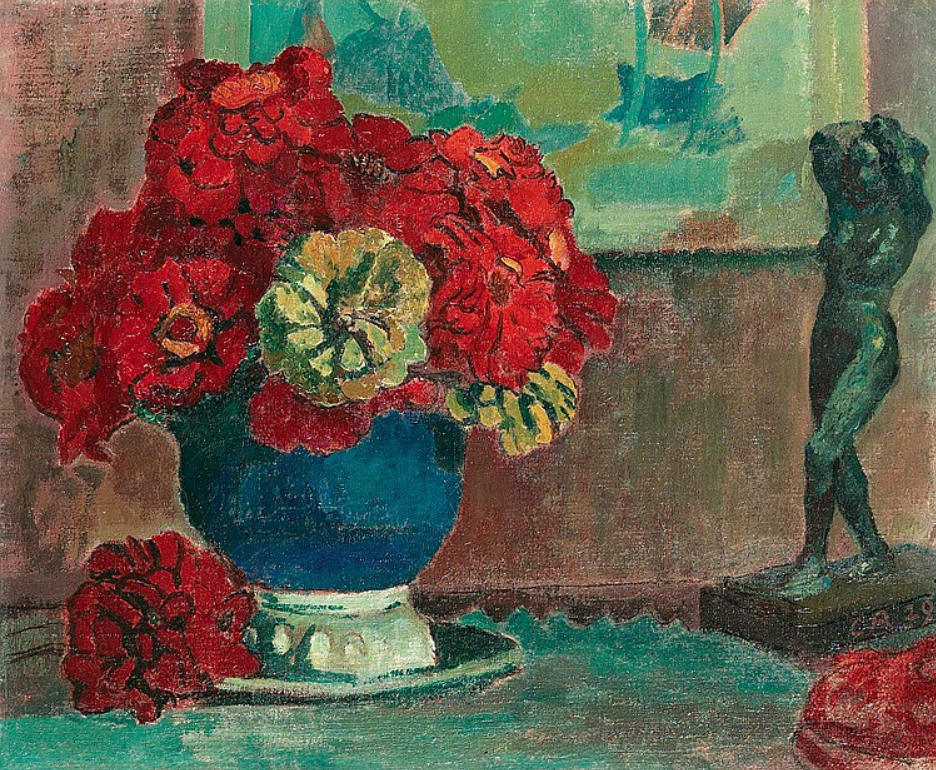 Cuno Amiet. Still life with flowers and a figure of a naked woman