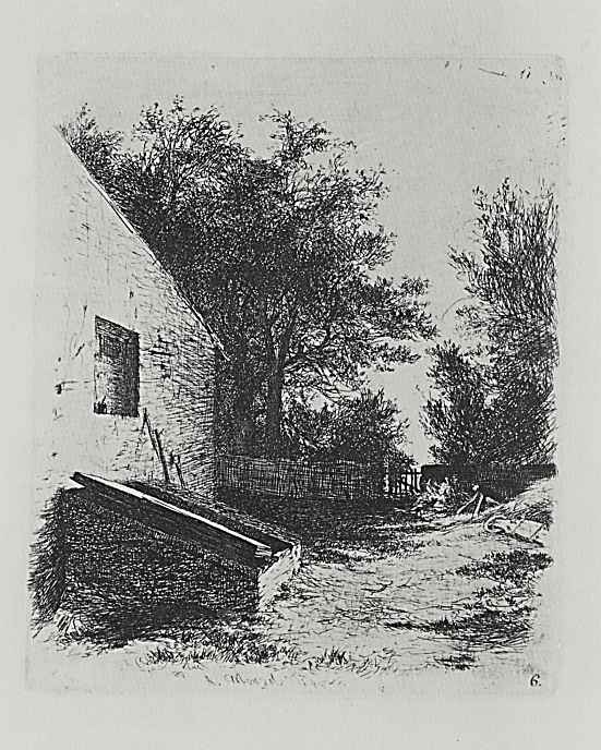 Adolf Friedrich Erdmann von Menzel. A series of "Experiments in etching" [18], a Yard with a cesspool, the sixth state