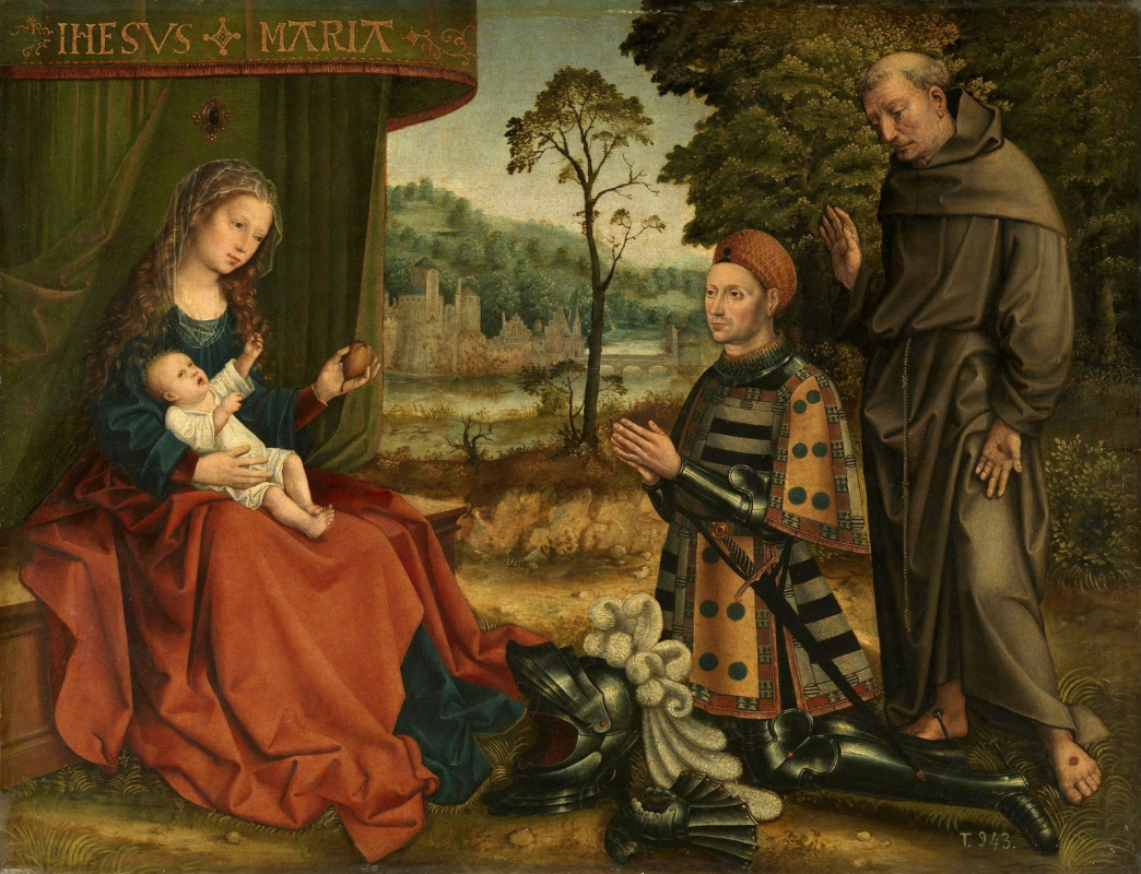 Bernart Van Orley. The virgin and child, with Hernan Gomez Daville and St. Francis