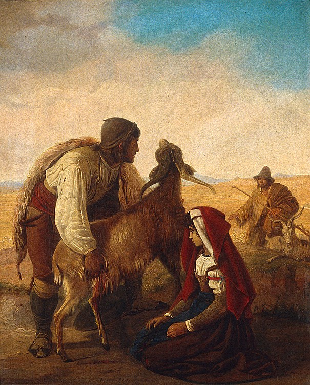 Louis Léopold Robert. Young Apennine goatherd tending a wounded goat