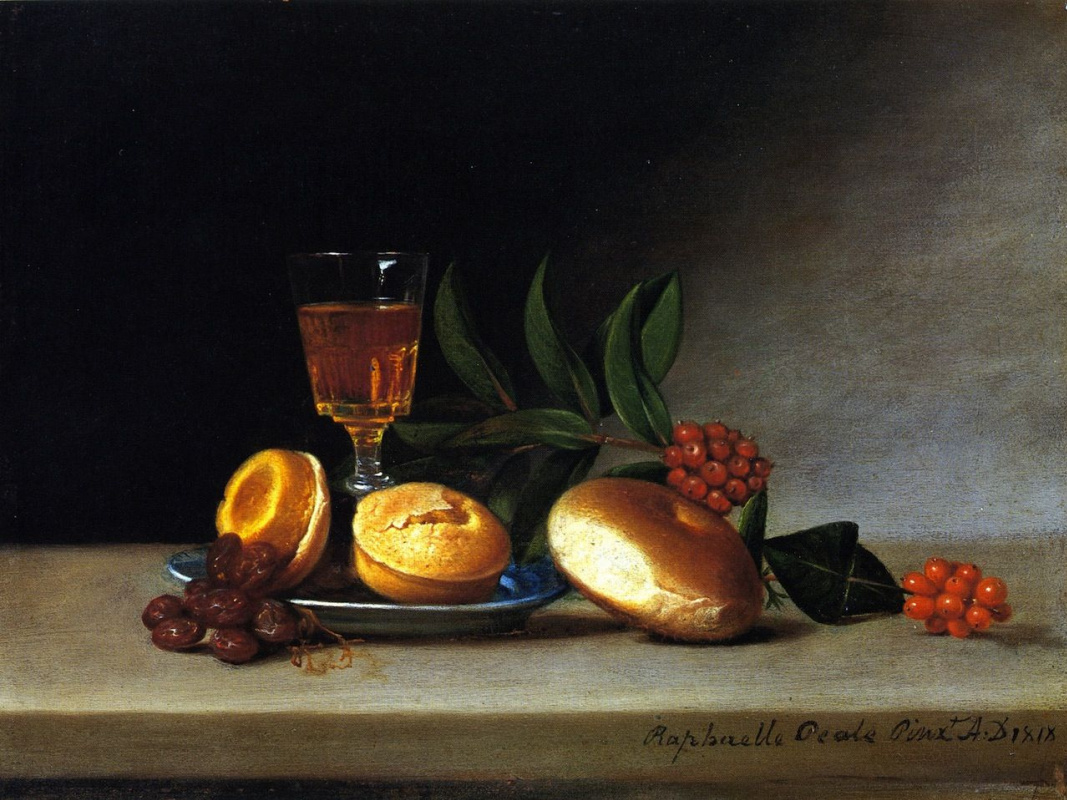 Raphaelle Peale. Still life with glass of wine