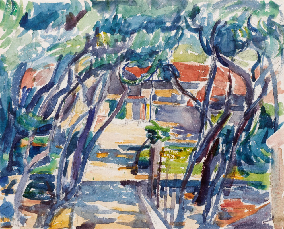 Giovanni Giacometti. Landscape with garden in Val Bregoli