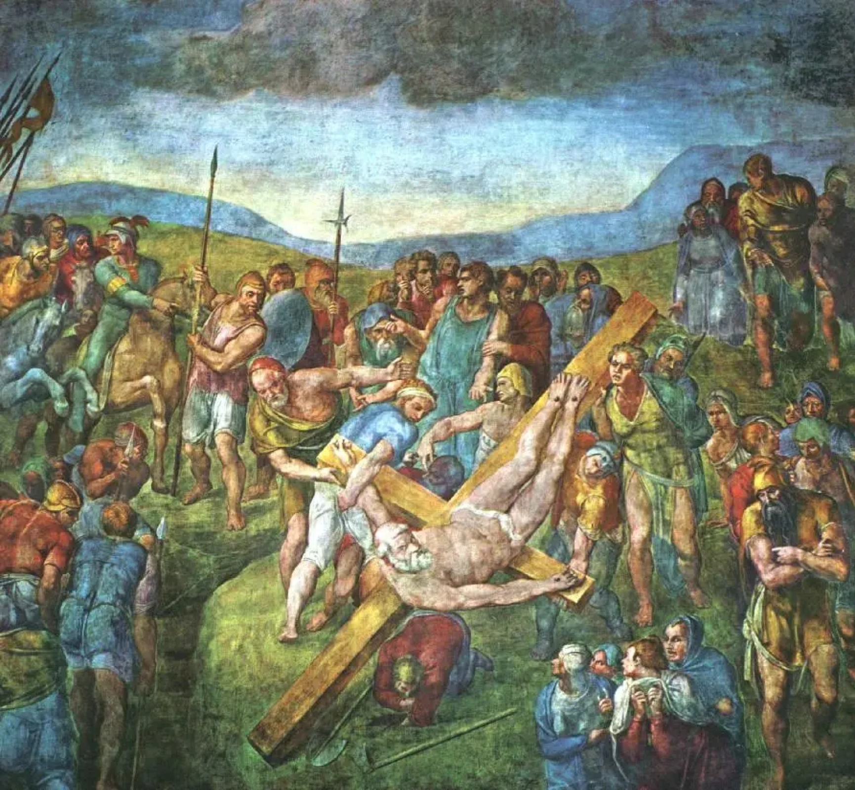 Распятие Святого Петра Микеланджело Буонарроти, 1550, 625×662 см Местонахождение: Капелла Паолина, 