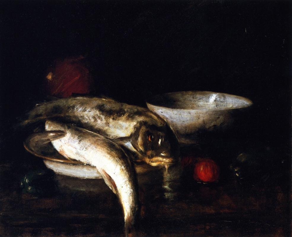 William Merritt Chase. Still life with fish