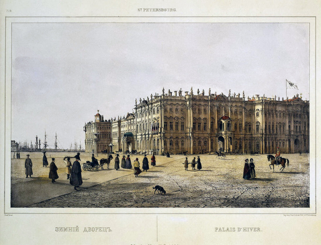 Ferdinand-Victor Perrault. View of the Winter Palace from the Admiralty