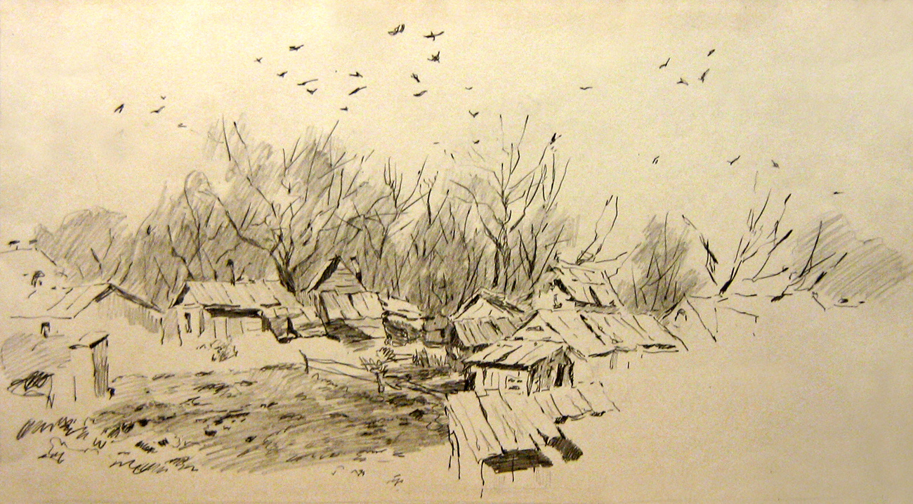 Dmitry Vladimirovich Sazhnov. Rural landscape with a pencil