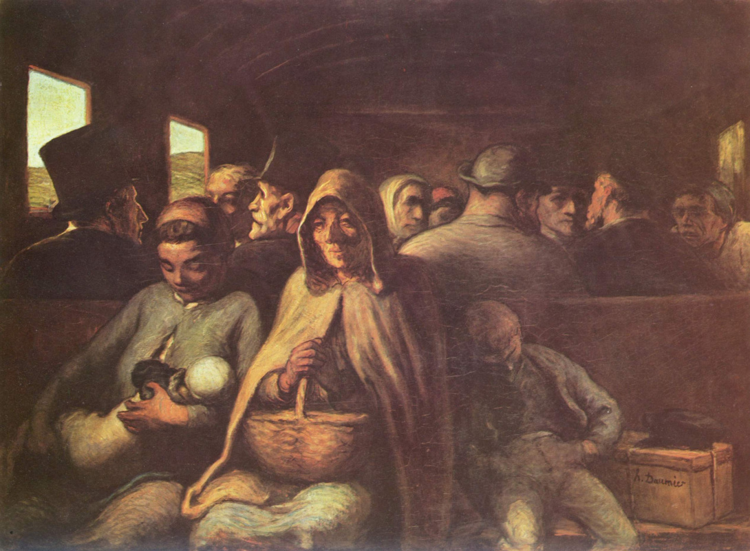 Honore Daumier. The third class carriage