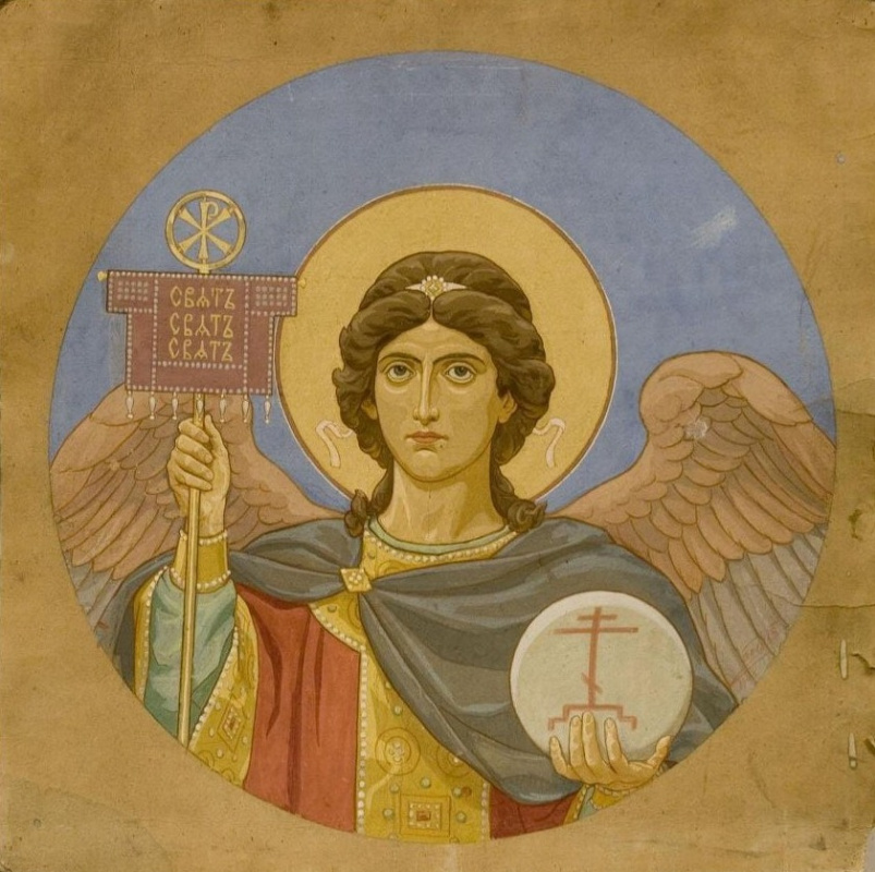 Vasily Vasilyevich Belyaev. Archangel with a sphere. Sketch of a painting