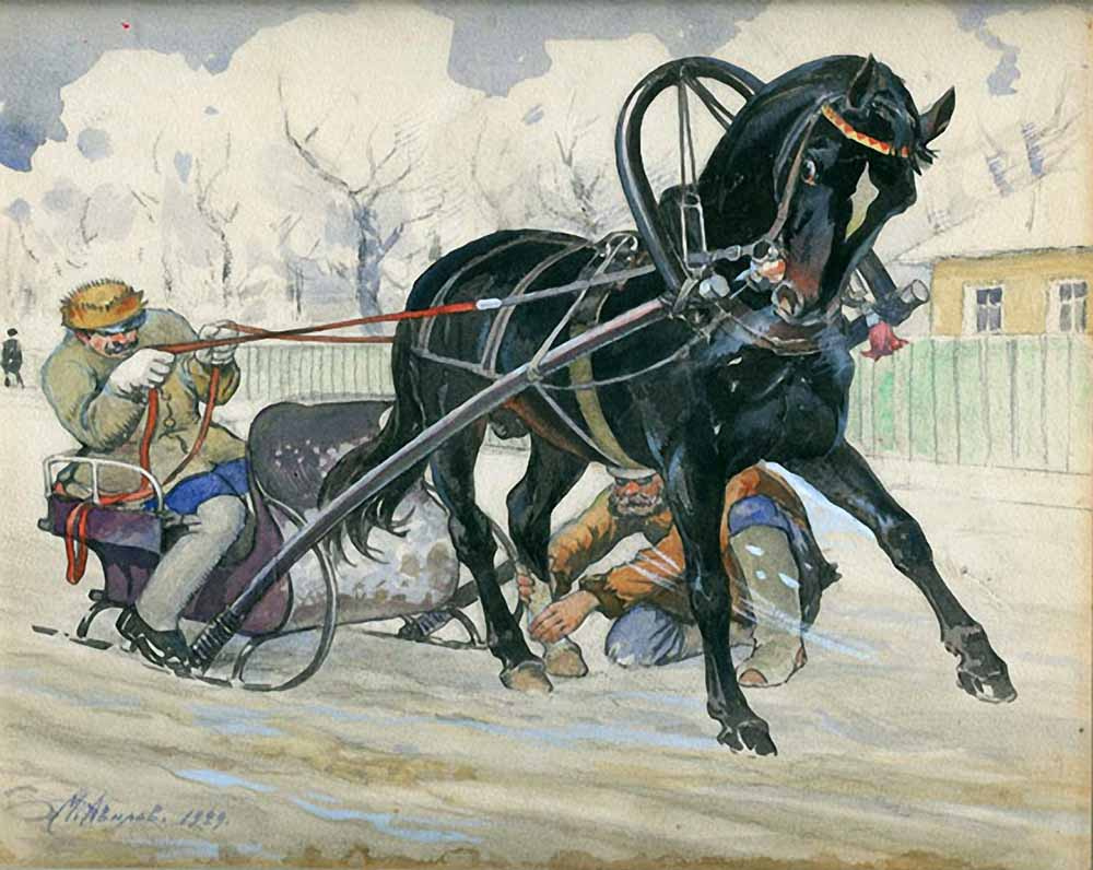Mikhail Ivanovich Avilov. Horse-drawn sled. 1929