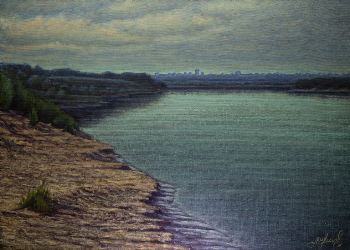 Valery Levchenko. No. 678 The Akhtuba River. A view of the city of Volzhsky.
