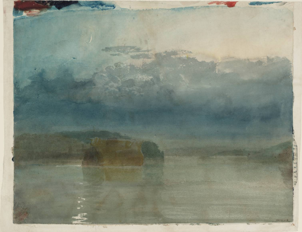 Joseph Mallord William Turner. Ship building on the river Tamar, twilight