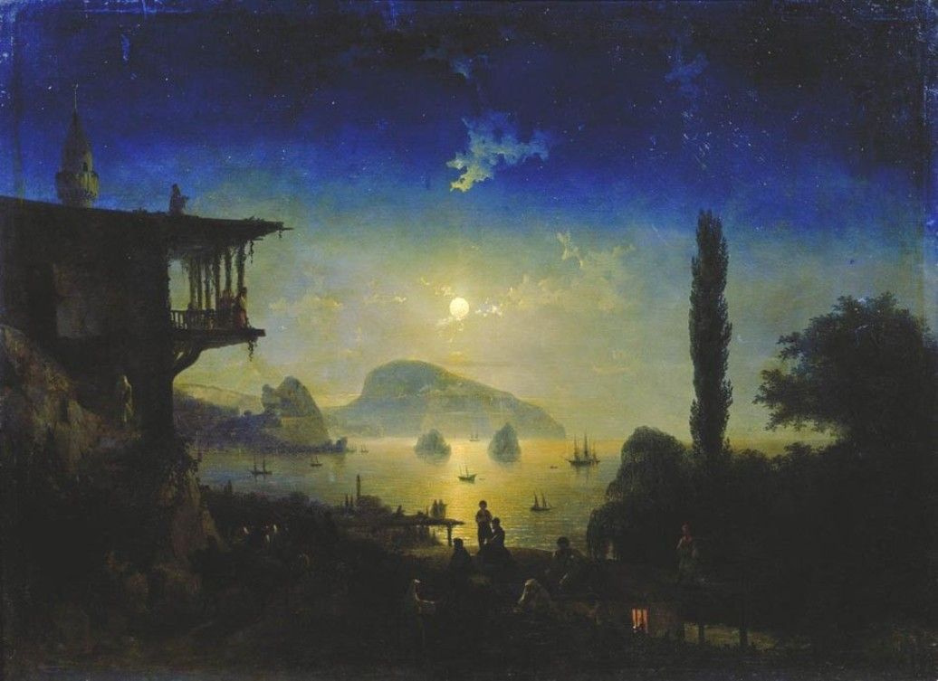 Ivan Aivazovsky. 在克里米亚的月夜。古尔祖夫